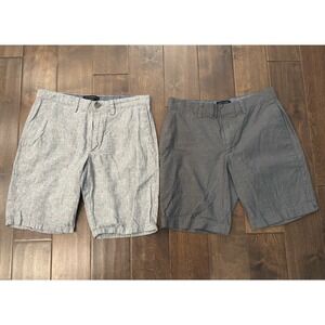 Lot of 2 Banana Republic Aiden Shorts Mens 30x9 Grey Linen, Cotton Blend 9"